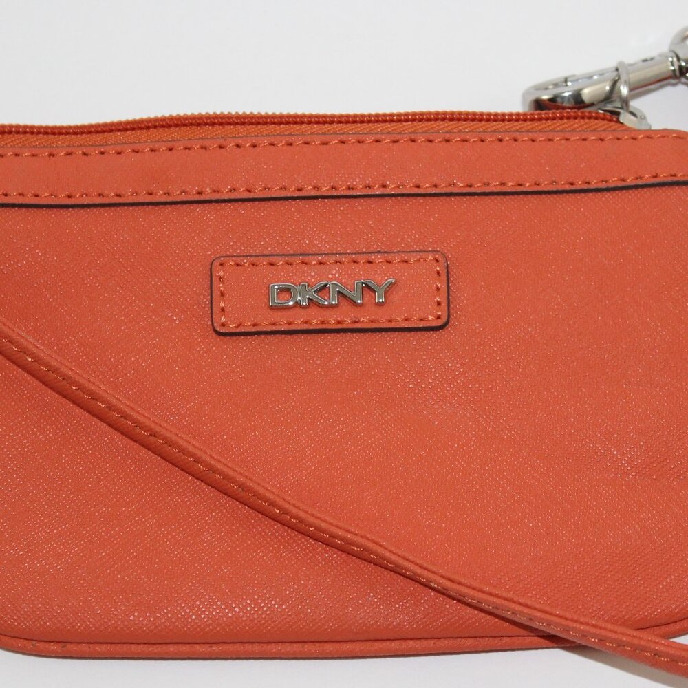DKNY Orange Saffiano Wristlet Wallet